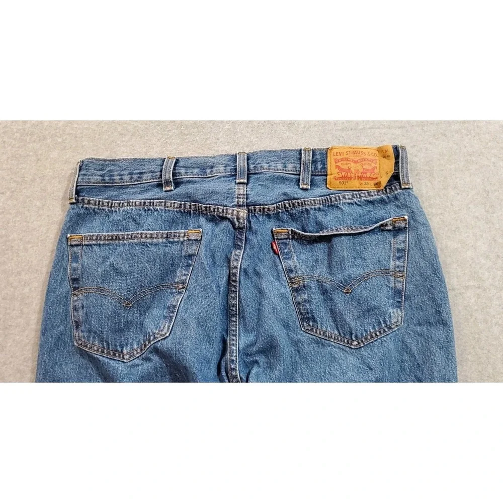 Levis 501 Straight Leg Button Fly Mens Jeans -‎ 38x34 , Blue, 100% Cotton
